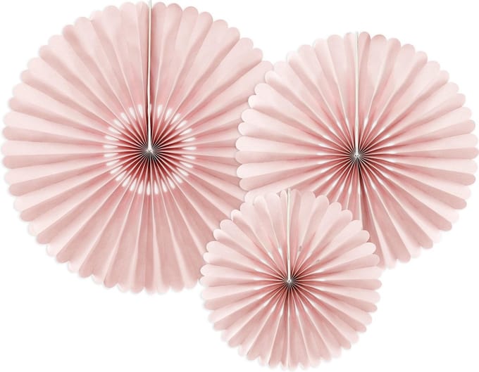 PartyDeco - Papieren waaiers Dusty Roze (3 stuks)
