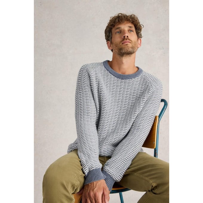 White Stuff Textured Crew Neck Jumper Blue Multi Taglia: S | Maglioni a maglia Outlet | Uomo | Blu