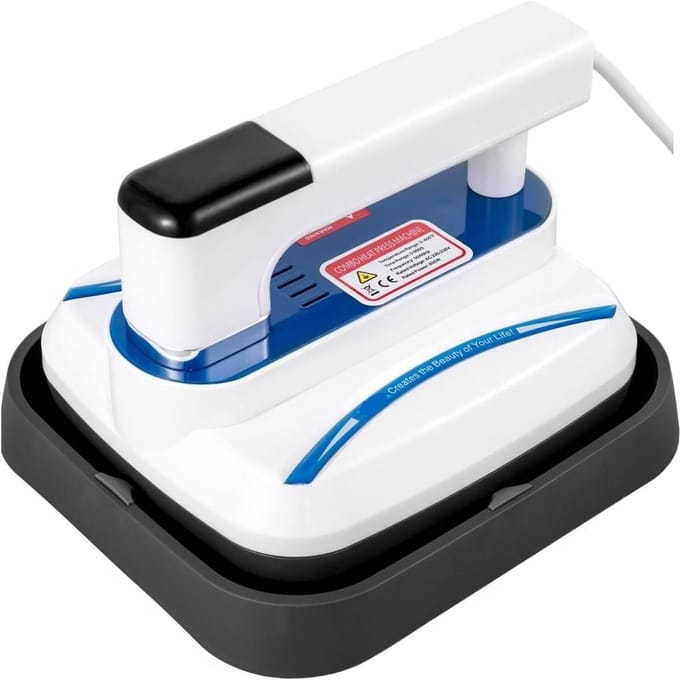 Draagbare Warmtepers - Mini Persmachine - Textiel Bedrukken - Dubbele Buis Verwarming - 7x8 Inch - Blauw
