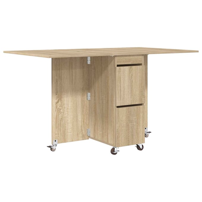 vidaXL - Eettafel - 140 - x - 80 - x - 77 - cm - Bewerkt - hout - Sonoma - Eiken - Rechthoekig