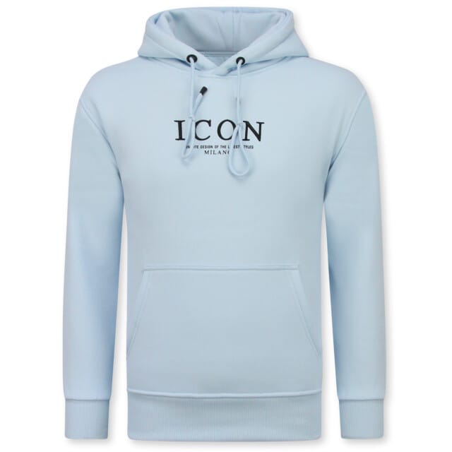 Oversized Hoodie Heren met Capuchon - ICON Milano Print - Dik Geweven - 5812 - Licht Blauw