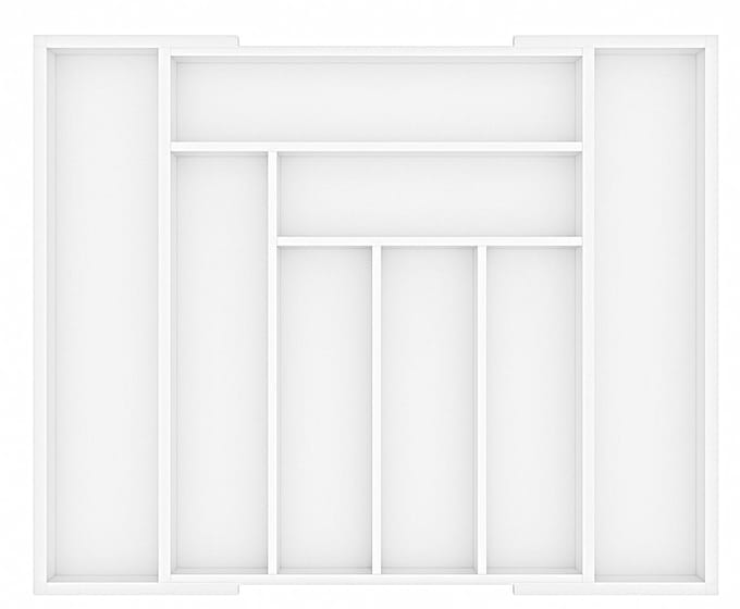 Ceruzo Bestekbak Hout Uitschuifbaar -8 Vakken- Lade Organizer- uitschuifbaar tot 52 cm - Wit