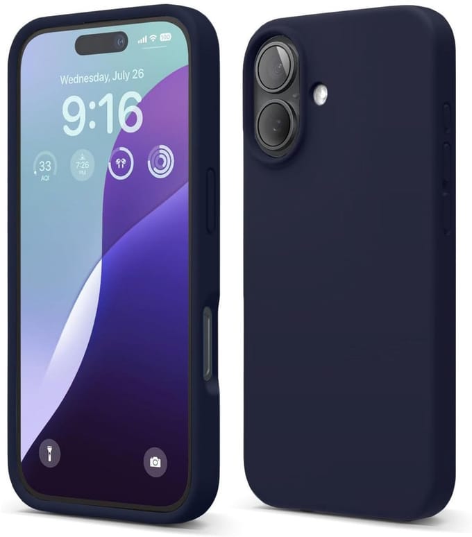 Solid hoesje Soft Touch Liquid Silicone Flexible TPU Rubber - Geschikt voor: iPhone 16 Plus - Navy Blauw