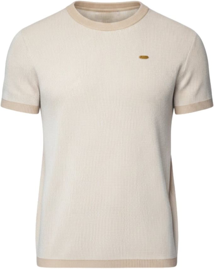 OMBRE T-shirt - Regular Fit - Katoen - Korte Mouw Beige S