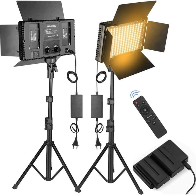 Videolamp U800 - Videolampen - Fotolamp - Video Light - Videolicht - Met Statief - Afstandsbediening - 5000K