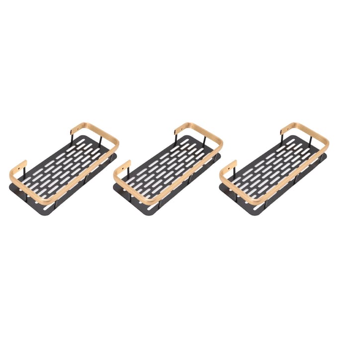 Étagère de Rangement de Douche 3 Étages Rectangle Sans Perçage Aluminium Panier Étagère de Douche pour Maison Salle de Bain