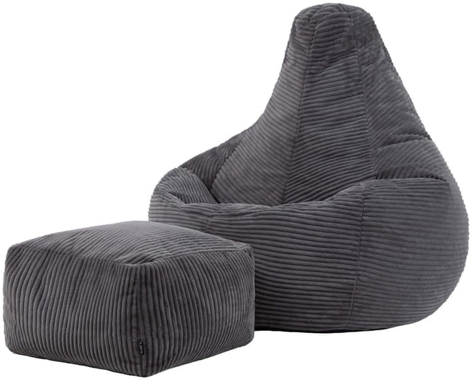 icon - Dalton Zitzak Fauteuil met Poef - Gaming - Ribfluweel - Houtskool