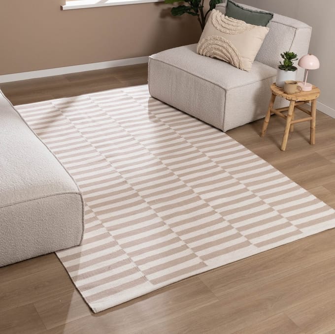 FRAAI Katoenen vloerkleed - Dazzle Blocks Beige/Wit - 230x330cm