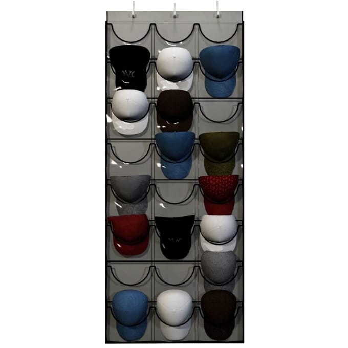24 Zakken Hoedenrek voor Baseball Hoeden Organizer Hangende Hoeden Opberg Houder voor Kast Muur Shell gray