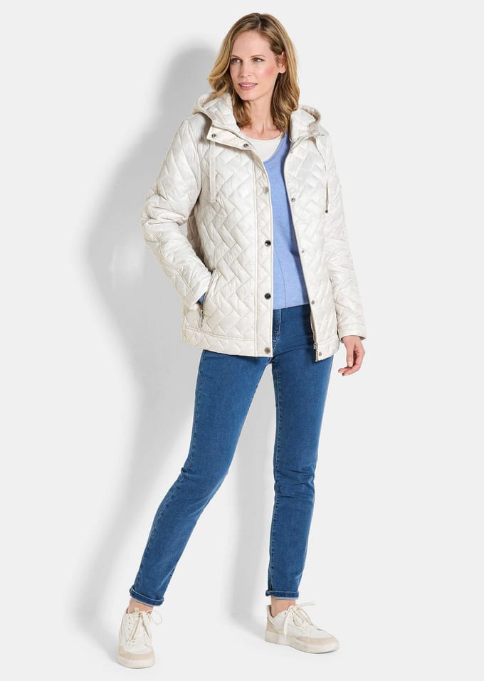 Licht, gewatteerd jack met capuchon - steengrijs - Gr. 44 van Goldner Fashion