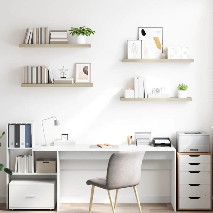 vidaXL - Wandschappen - zwevend - 4 - st - 90x23,5x3,8 - cm - MDF - eikenkleurig