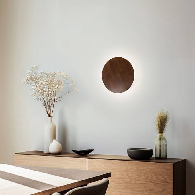 Envostar wandlamp Rito, walnoot, Ø 40 cm