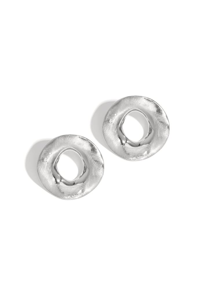 Bijoutheek Oorknoppen Open Cirkel Mat Geborsteld Zilver
