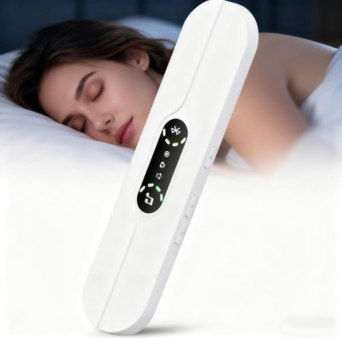 Slaapkussenluidspreker, mini-slaaphulpmiddel met beengeleiding en stereobas, Bluetooth-slaapbalk, geschikt voor diepe slaap, witte ruis, met volumeregeling (wit).