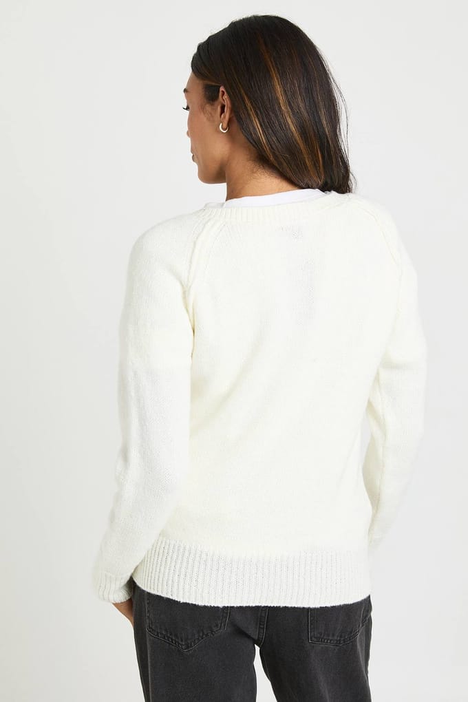 boohoo Dames Zwangerschaps Henley Knoop Gebreide Trui | Ecru | Maat: Large