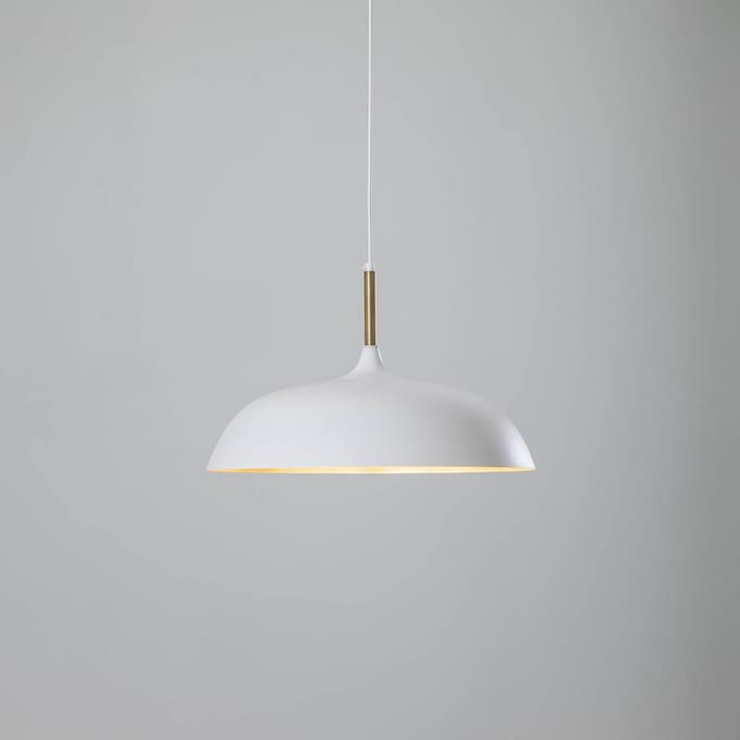 Moderne Witte Metalen Hanglamp Goud - Lincoln Collectie