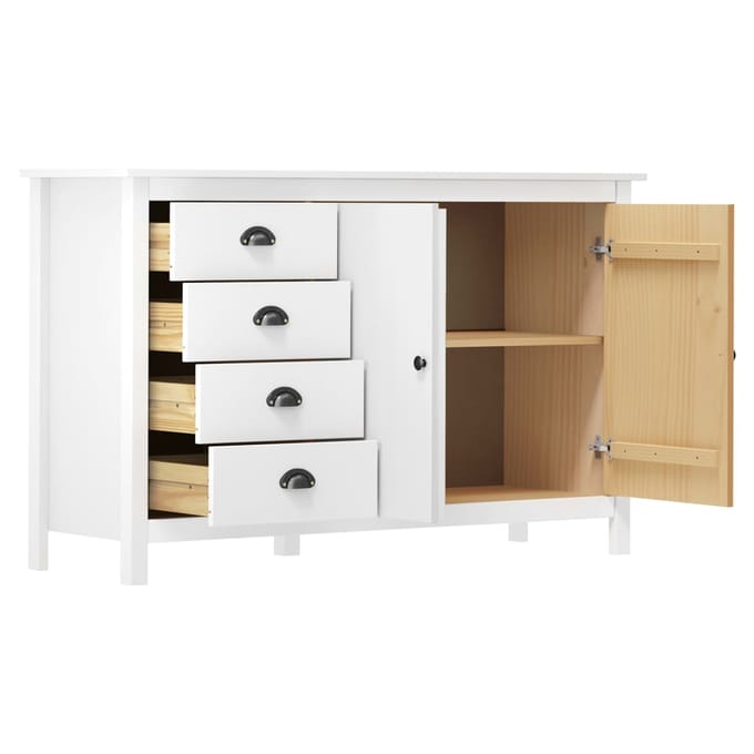 vidaXL - Dressoir - Hill - 130x40x80 - cm - massief - grenenhout - wit