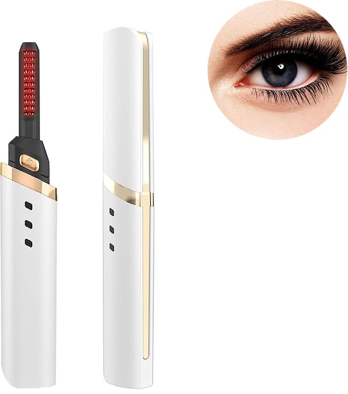longziming -Verwarmde Wimperkruller met 3 Temperatuurstanden – Snelle Krulling, USB Oplaadbaar en Draagbaar – Wit