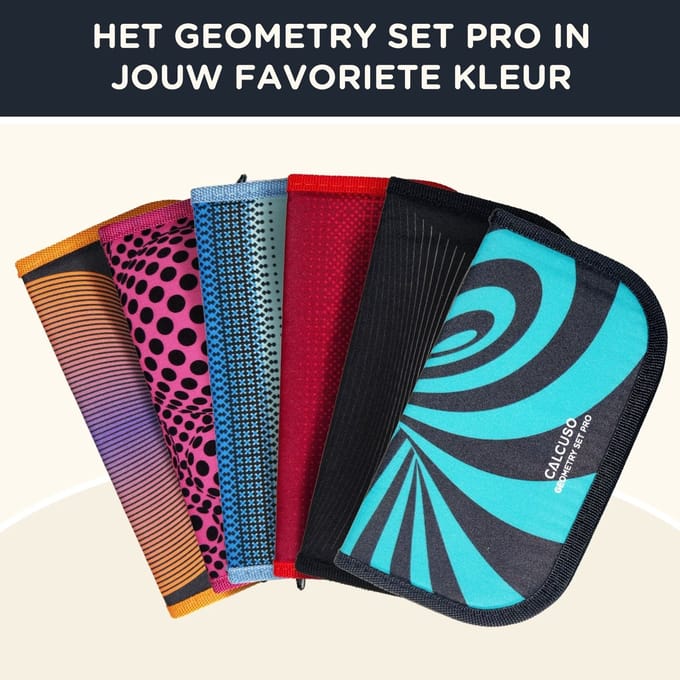 Geodriehoeken & Passer Set – Rood etui met liniaal, gum, sjabloon en formules