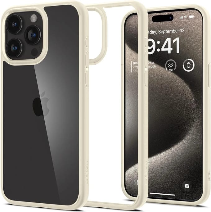 Spigen Ultra Hybrid Hoesje Geschikt voor Apple iPhone 15 Pro Max Matte Beige