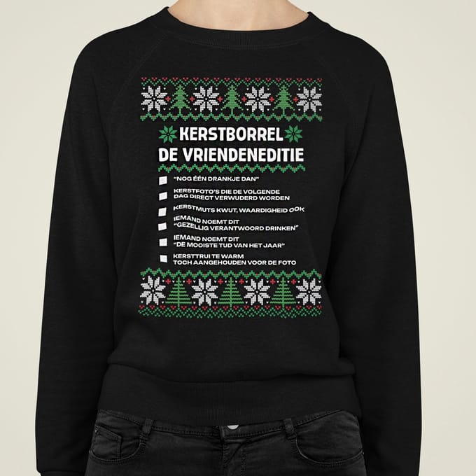 Kerst Trui Zwart Kerstborrel - De Vriendeneditie XL