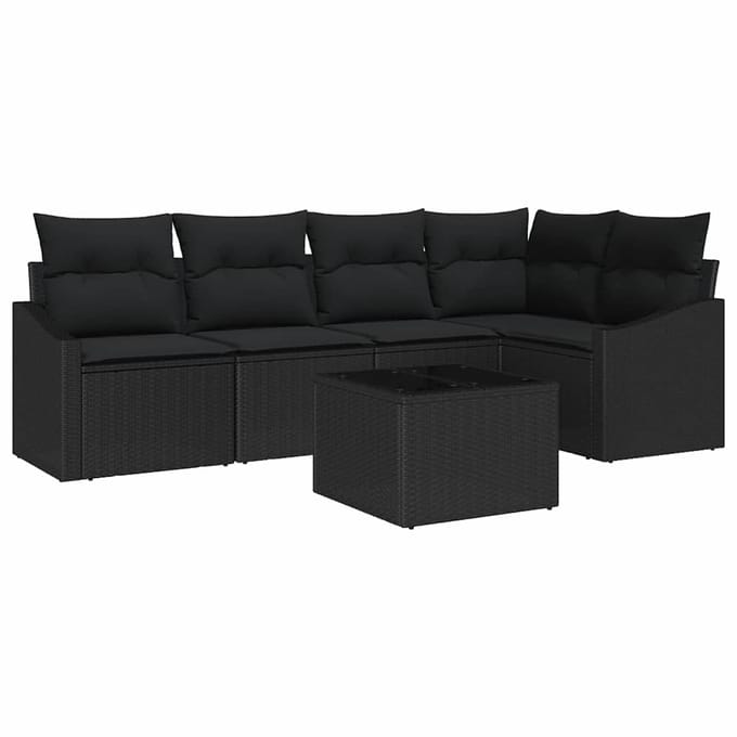 vidaXL Bankstel 6 st Zwart poly rattan