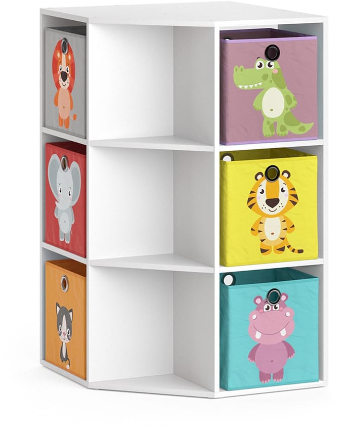 Vicco Luigi Kinderboekenkast – 64 x 107.8 cm met 6 vouwdozen opt.1 Wit
