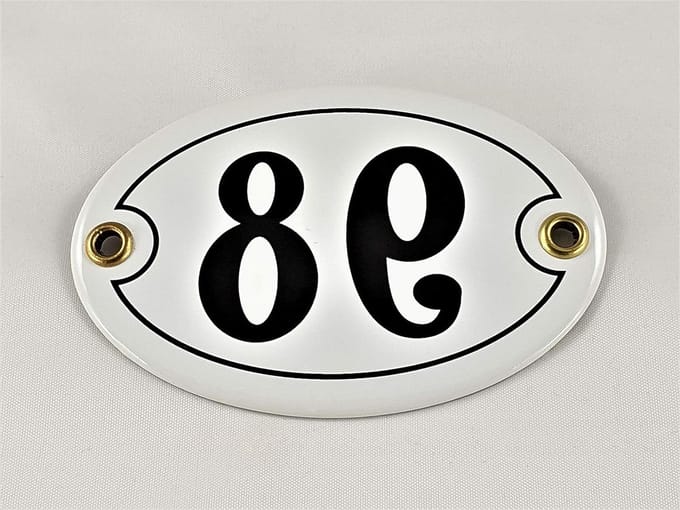 Huisnummer - Emaille bord - Huis identificatie - Handgemaakt emaille - 10.5 x 7 cm - Wit-zwart