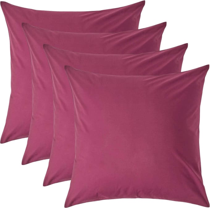 Homescapes Kussensloop 60x60 cm Set van 4 – Bordeaux – 100% Egyptisch Perkal Katoen – 200 TC