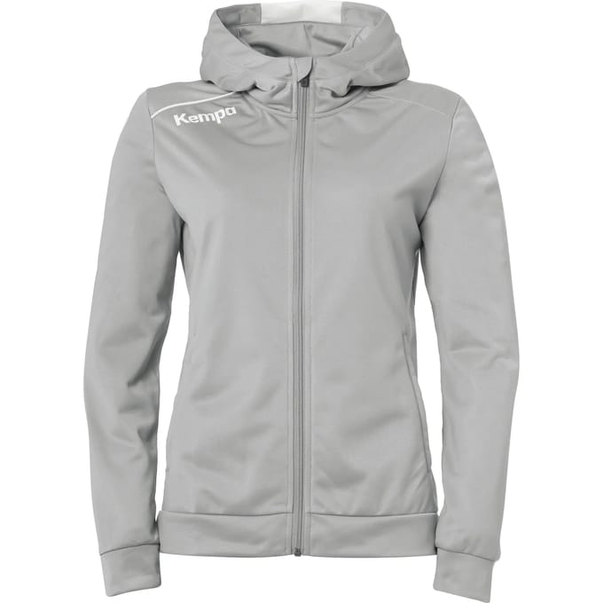 Kempa Player Hood Jacket Dames Donker Grijs Melange-Wit Maat L