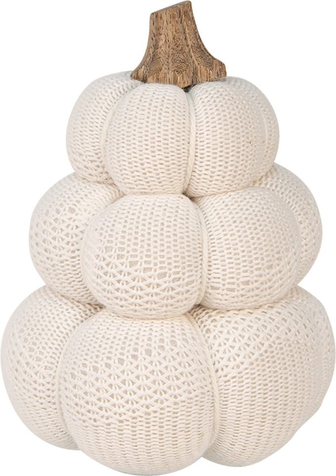 Clayre & Eef Decoratie Pompoen Ø 13x18 cm Wit Stof