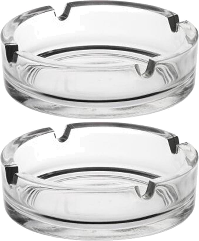 Glasmark Asbak - 2x - glas - D11 cm - transparant - voor binnen en buiten