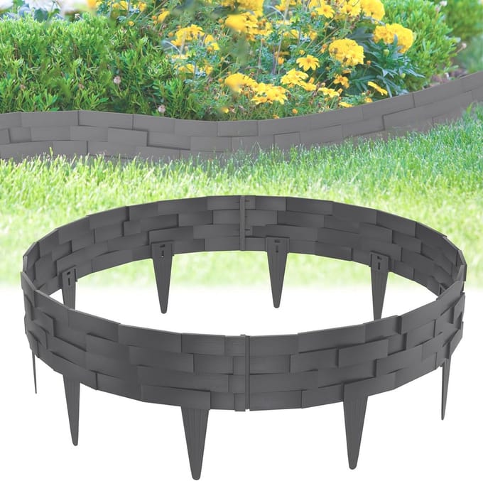 Kunststof Grasrand - Tuinrand Steenlook - Tuin Afscheiding - Makkelijk Plaatsbaar - 5 Meter Lengte - Bruin