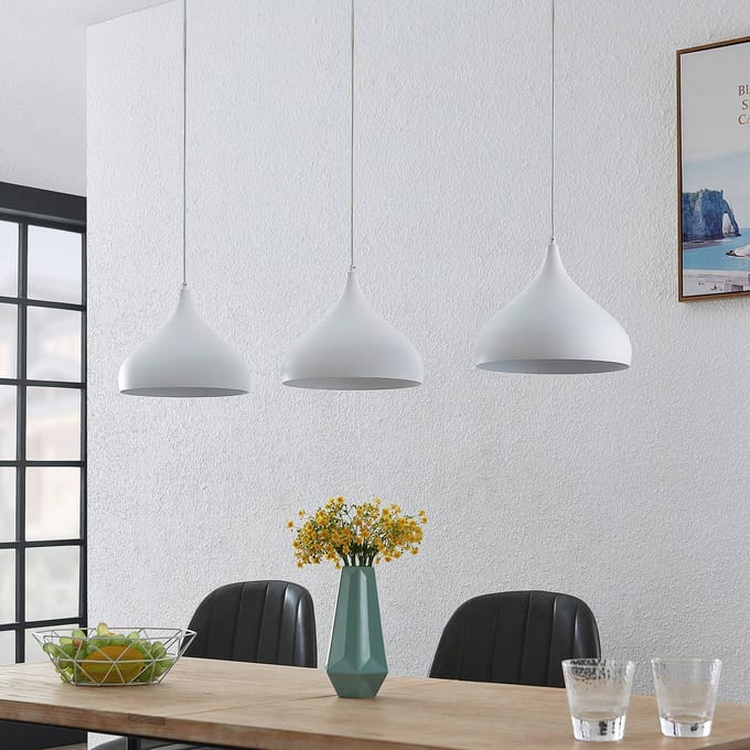 Lindby - hanglamp - 3lichts - Staal, aluminium - E27 - wit mat