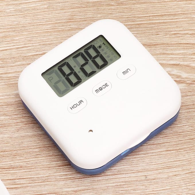 4 Compartimenten Digitale Intelligente Pillendoosje Patiënt op Leeftijd Timing Wekker Medicijndoos Blauw white