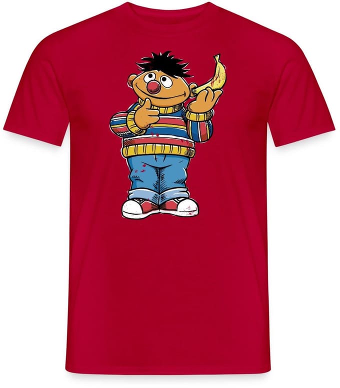 Sesamstraat Ernie Banana Telefoon T-Shirt Heren