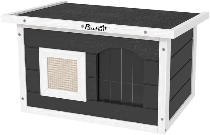PawHut - Kattenhuis - met krabmat - Deurklep - scharnierend dak