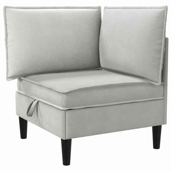 vidaXL - Hoek - Sofa - met - Opbergruimte - Lichtgrijs - Fluweel