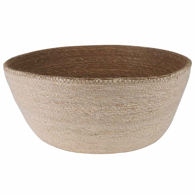 vidaXL Plantenpot met handvatten 2 st Wit Ø 45 x 36 cm 100% Zeegras