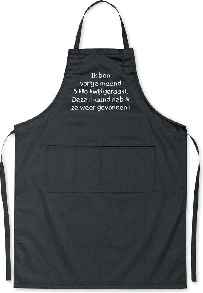 Benza Schort Ik ben vorige maand 5 kilo ... - Grappige/Leuke/Mooie/Luxe Keukenschort - Zwart