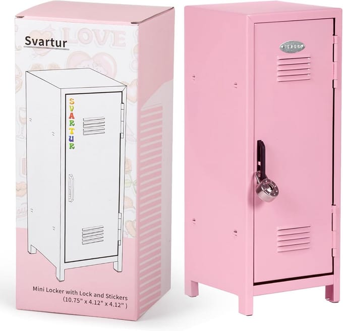 Mini Kluisje - Kleine Kluis Lockbox - Bureau Opslag Organizer - Met Verwijderbare Planken - 27 cm Hoog - Roze