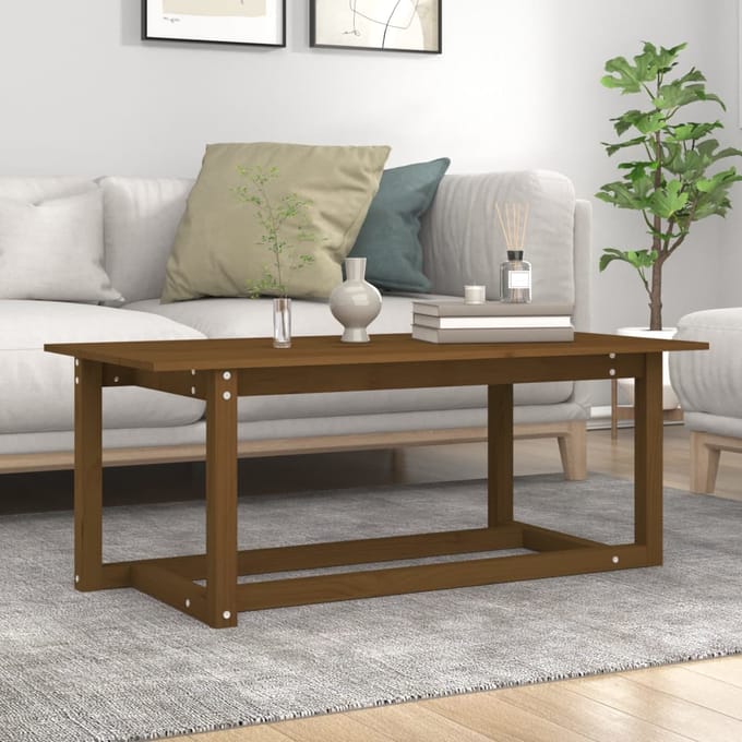 vidaXL - Salontafel - 110x55x45 - cm - massief - grenenhout - honingbruin