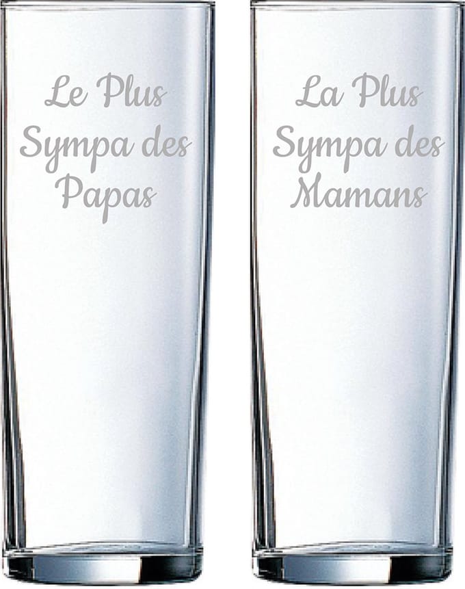 Longdrinkglas gegraveerd - 31cl - Le Plus Sympa des Papas & La Plus Sympa des Mamans