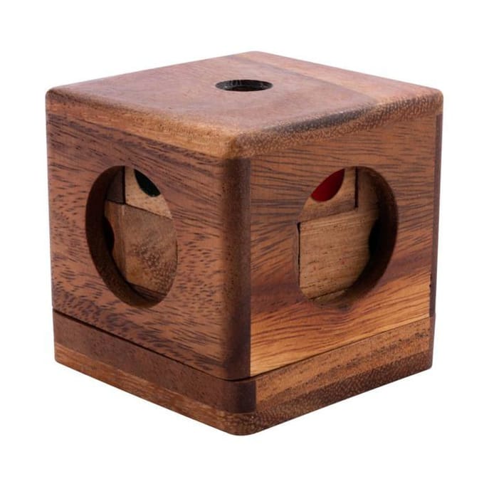 Dice Box Puzzle – Size L – Houten Breinbreker – Acaciahout – 9 Stukken – Dobbelsteen Puzzel – Engelhart