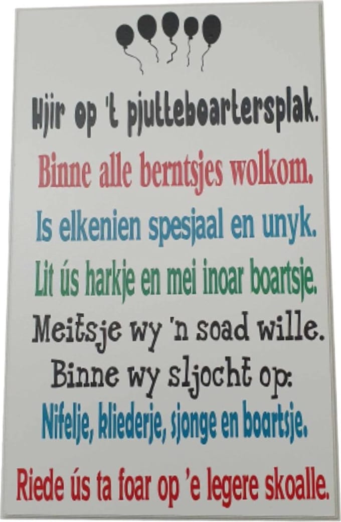 Tekstbord - spreukenbord - op de kleuter speelzaal - welkom - kinderen