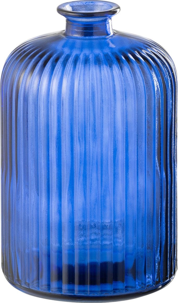 J-Line vaas Fles Stripe - glas - blauw - Ø 14.5 cm