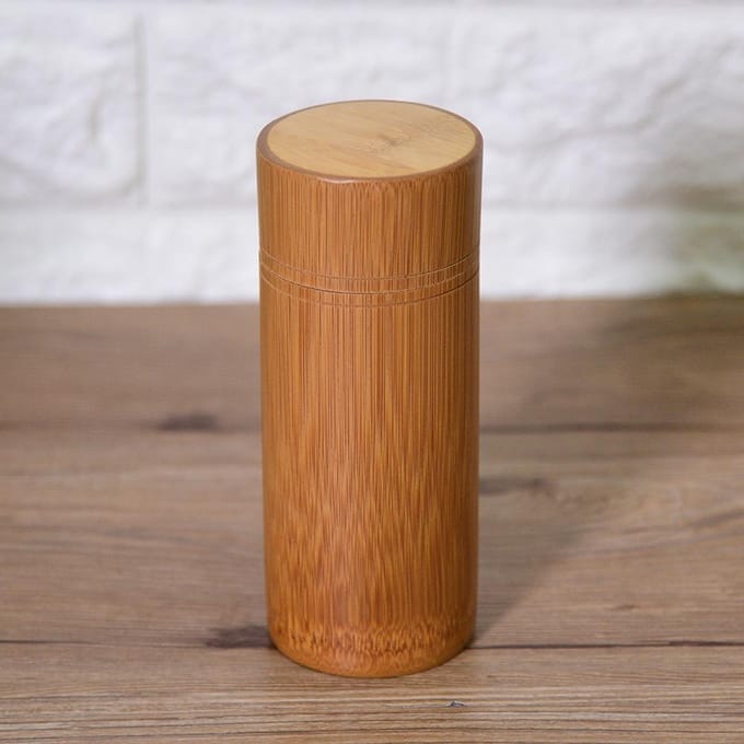 Draagbare Bamboe Thee Pot Opberg Houder Container Doos (M) beige