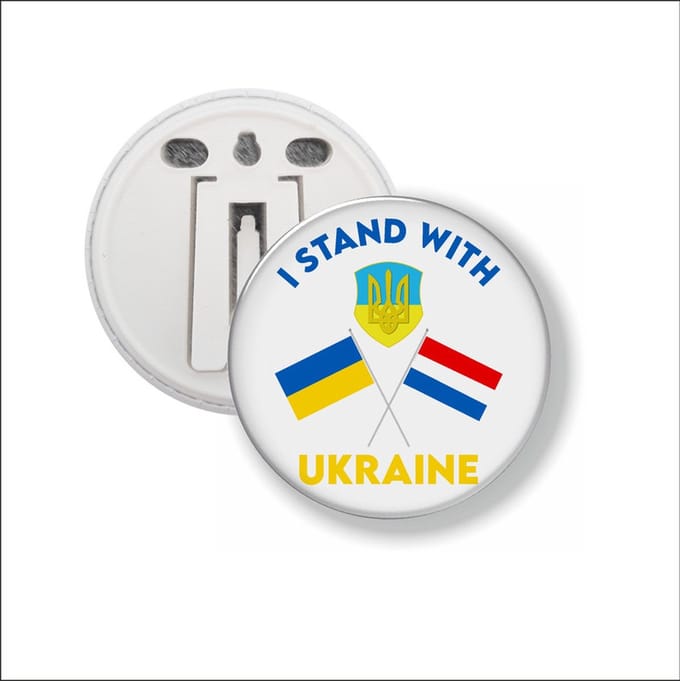 Button Met Clip - I Stand With Ukraine - Vlag Oekraine Vlag Nederland