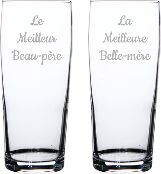 Bierfluitje gegraveerd - 19cl - Le Meilleur Beau-père & La Meilleure Belle-mère