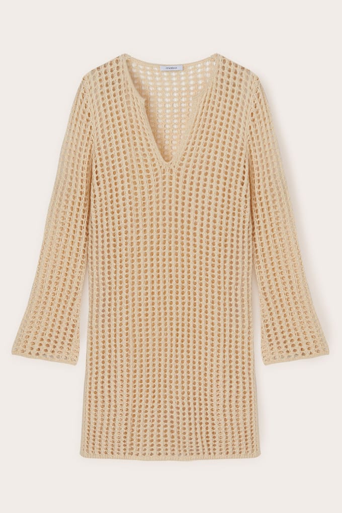 Motivi Crochet-effect Knitted Tunic Beige Taglia: S | Maglie a manica lunga Outlet | Donna | Marrone